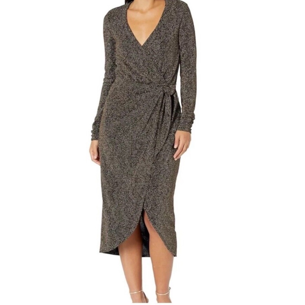 Show Me Your Mumu Women's Kimora Wrap Dress Squiggle Sparkle Knit, Size Large